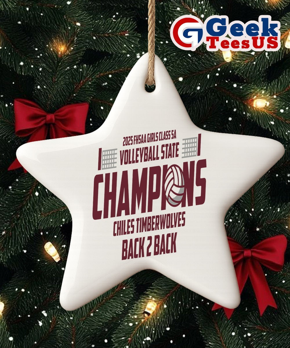 Chiles Timberwolves back to back 2025 FHSAA Girls Class 5A Volleyball State Champions Ornament