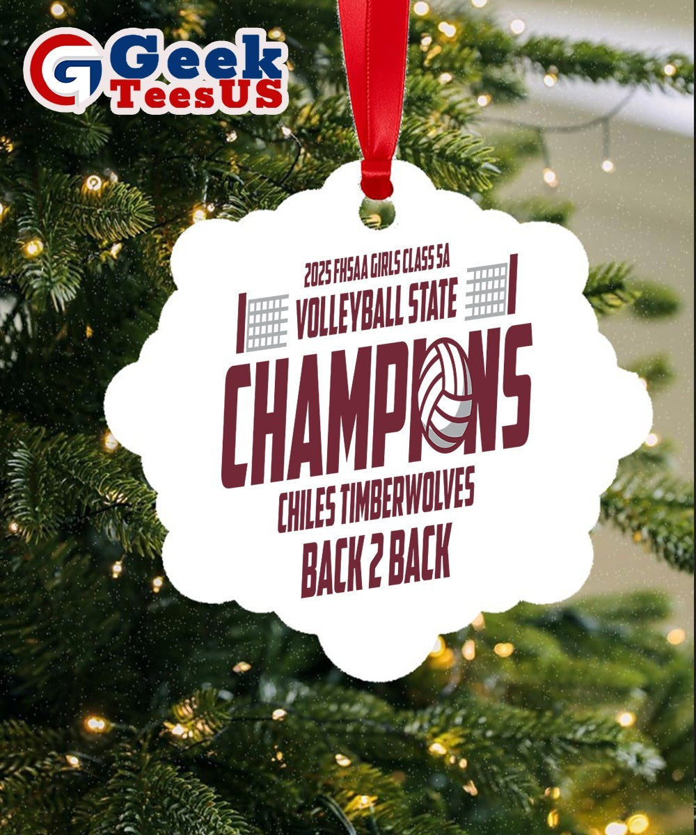 Chiles Timberwolves back to back 2025 FHSAA Girls Class 5A Volleyball State Champions Ornament