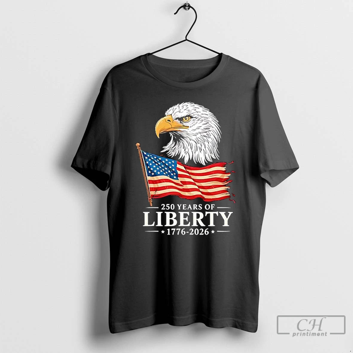 Classic Bald Eagle And American Flag 250 Years Of Liberty 1776 2026 Graphic T Shirts Hoodie, Sweatshirt
