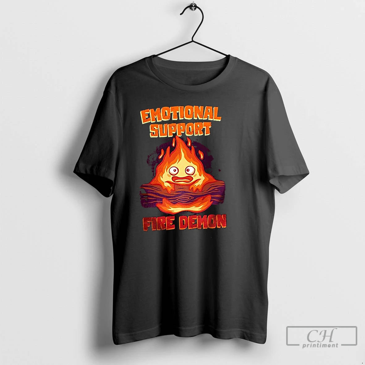 Classic Calcifer Emotional Support Fire Demon Howls Moving Castle Anime T-Shirts, Hoodie, Sweatshirt | AU01DripNestTees.com