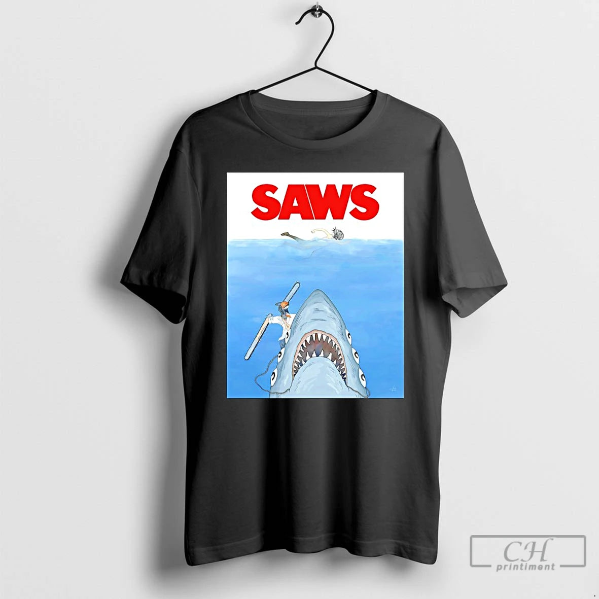 Classic Chainsaw Man Jaws Parody T-Shirts, Hoodie, Sweatshirt | AU01DripNestTees.com