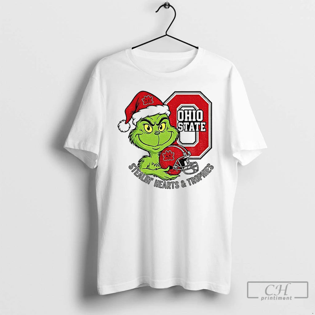 Classic Christmas Grinch Inspired Ohio State Stealin Hearts Trophies T-Shirts, Hoodie, Sweatshirt | AU01DripNestTees.com