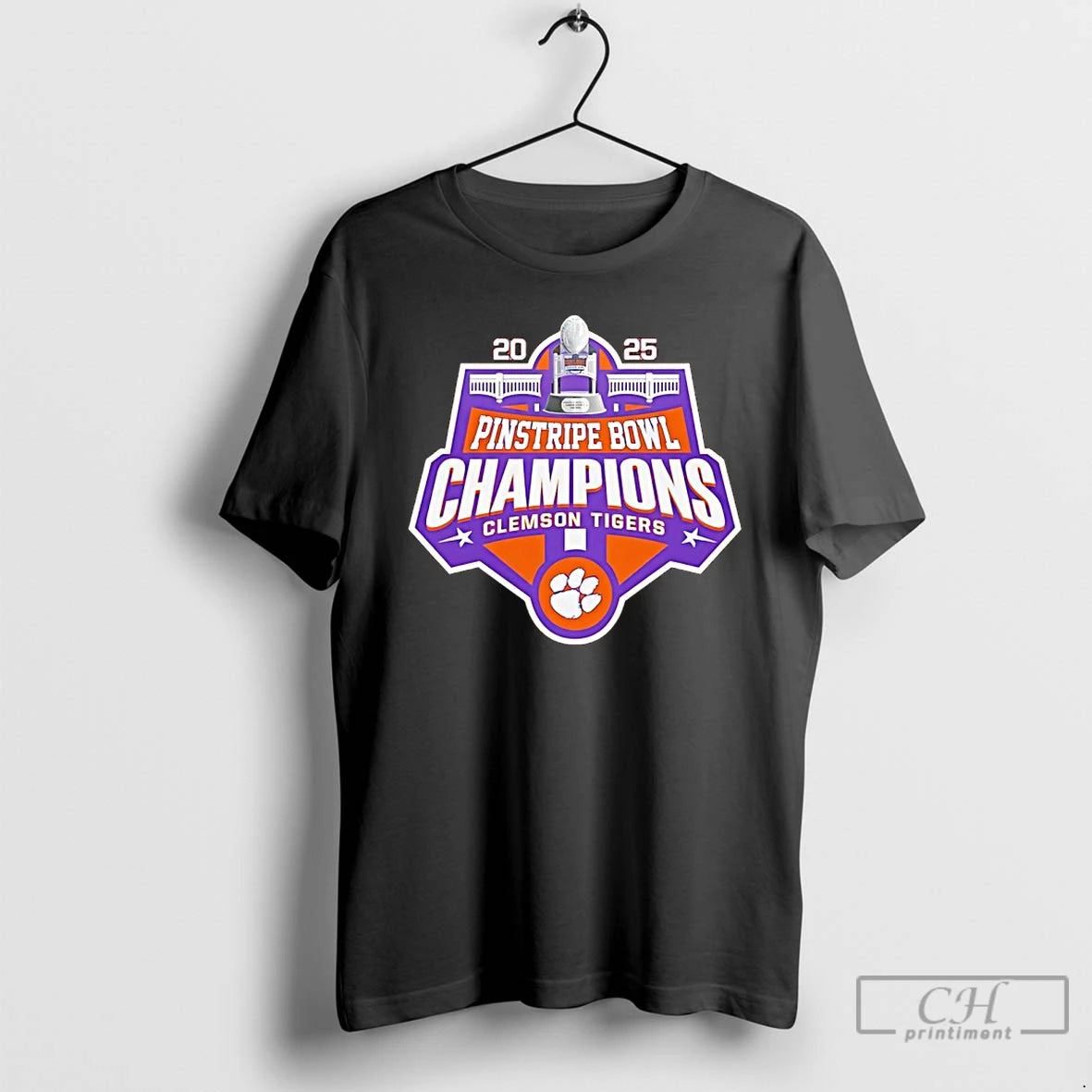 Classic Clemson Tigers 2025 Pinstripe Bowl Champions Logo T-Shirts, Hoodie, Sweatshirt | AU01DripNestTees.com