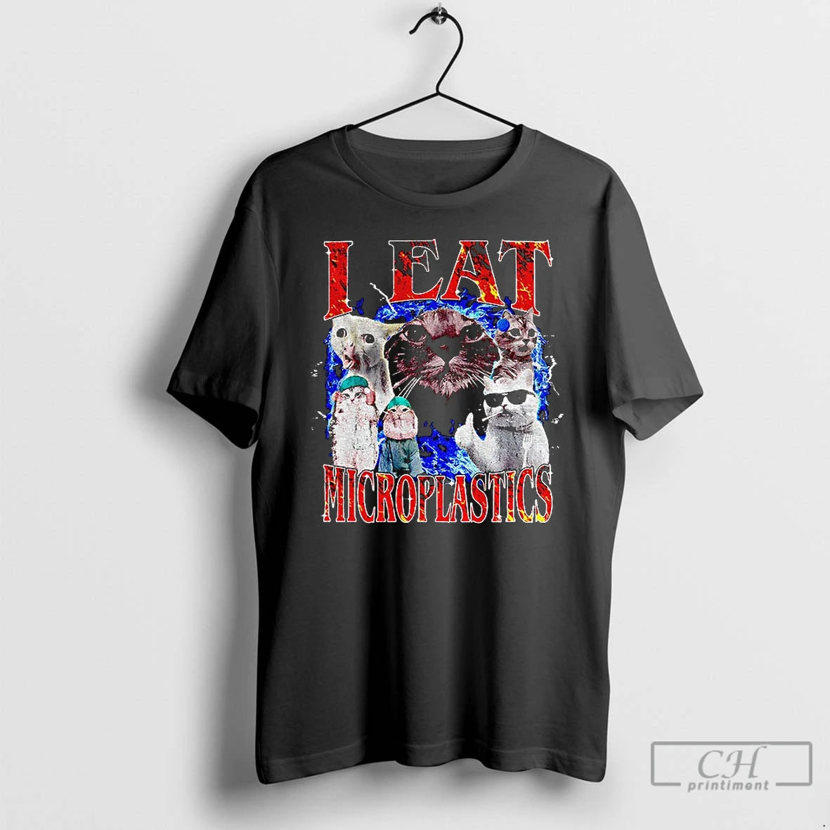 Classic Cursed Cat I Eat Microplastics Graphic T-Shirts, Hoodie, Sweatshirt | AU01DripNestTees.com