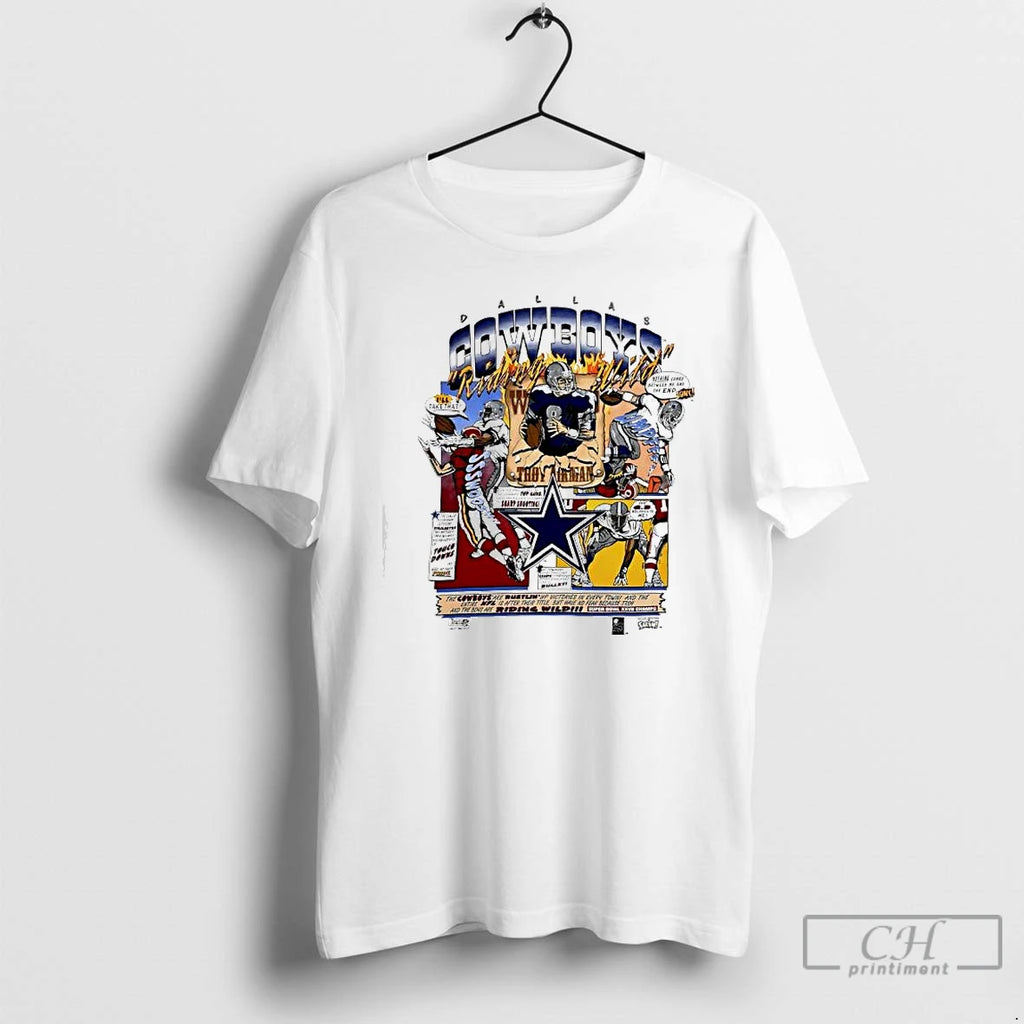 Classic Dallas Cowboys Riding Wild Troy Aikmanthe Triplets T-Shirts, Hoodie, Sweatshirt | AU01DripNestTees.com