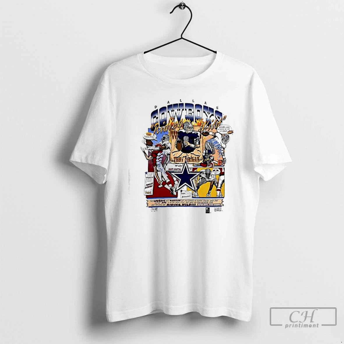 Classic Dallas Cowboys Riding Wild Troy Aikmanthe Triplets T-Shirts, Hoodie, Sweatshirt | AU01DripNestTees.com