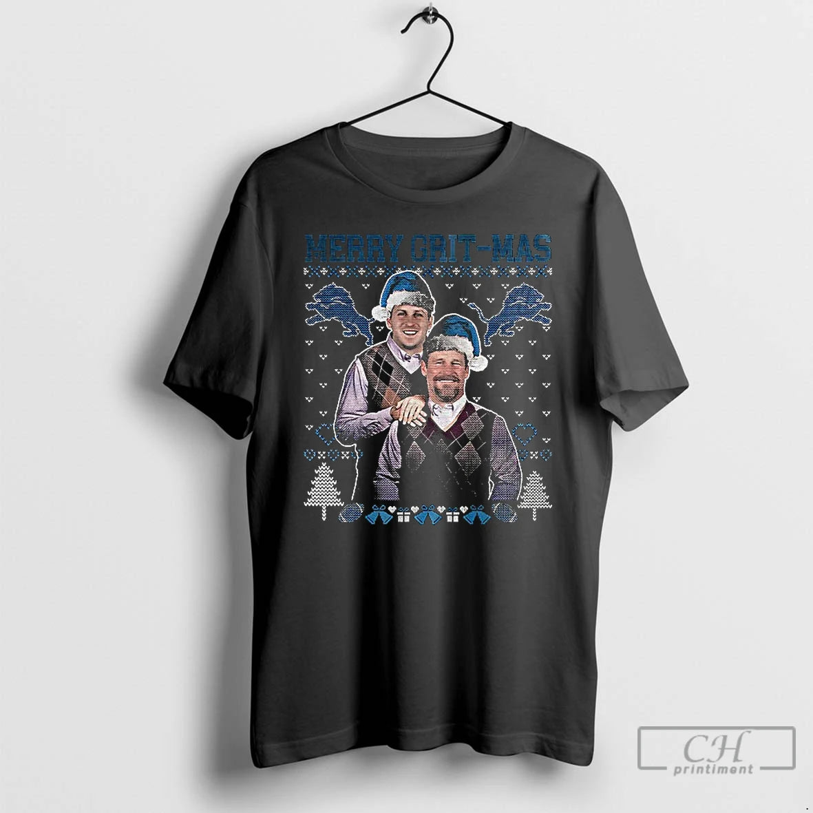 Classic Dan Campbell Jared Goff Merry Grit Mas Detroit Lions Christmas T-Shirts, Hoodie, Sweatshirt | AU01DripNestTees.com