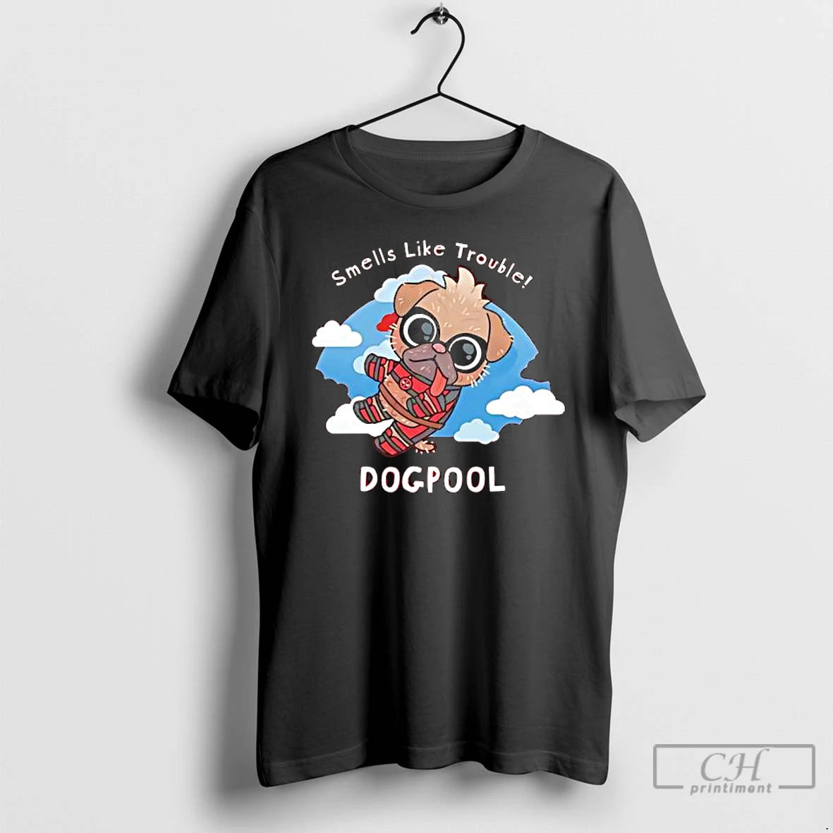 Classic Deadpool Smells Like Trouble Dogpool Graphic T-Shirts, Hoodie, Sweatshirt | AU01DripNestTees.com