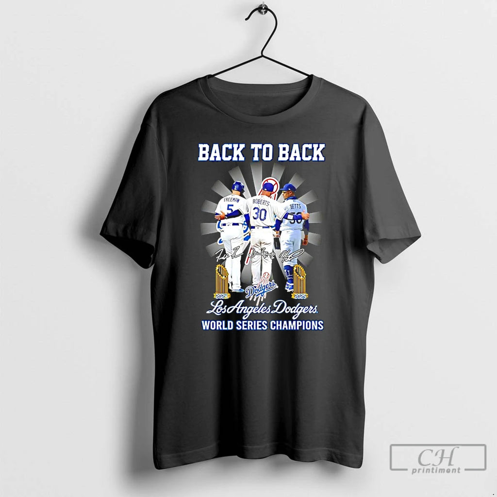 Classic Dodgers Freeman Roberts And Betts Back To Back 24 25 World Series Champions Signatures T-Shirts, Hoodie, Sweatshirt