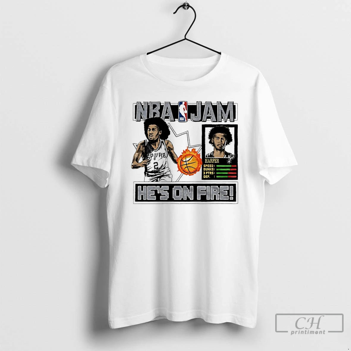 Classic Dylan Harper San Antonio Spurs Nba Jam Hes On Fire T-Shirts, Hoodie, Sweatshirt | AU01DripNestTees.com