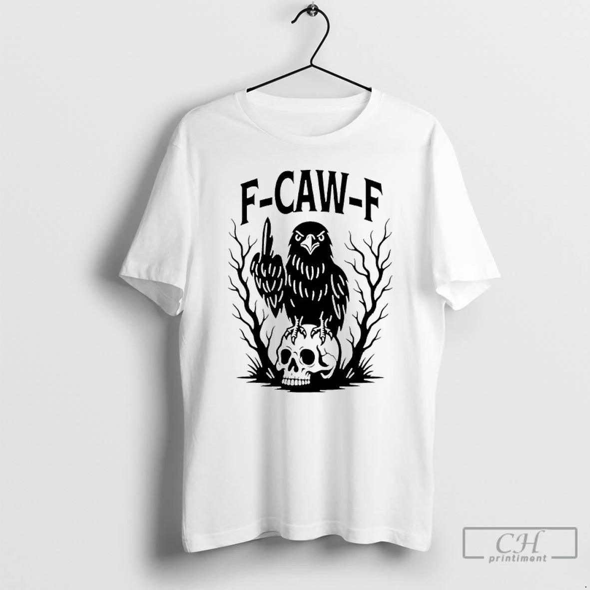 Classic F Caw F Gothic Raven Middle Finger T-Shirts, Hoodie, Sweatshirt | AU01DripNestTees.com