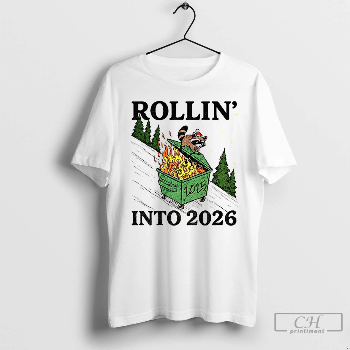 Classic Funny Raccoon Feral Rollin Into 2026 Christmas Happy New Year T-Shirts, Hoodie, Sweatshirt | AU01DripNestTees.com