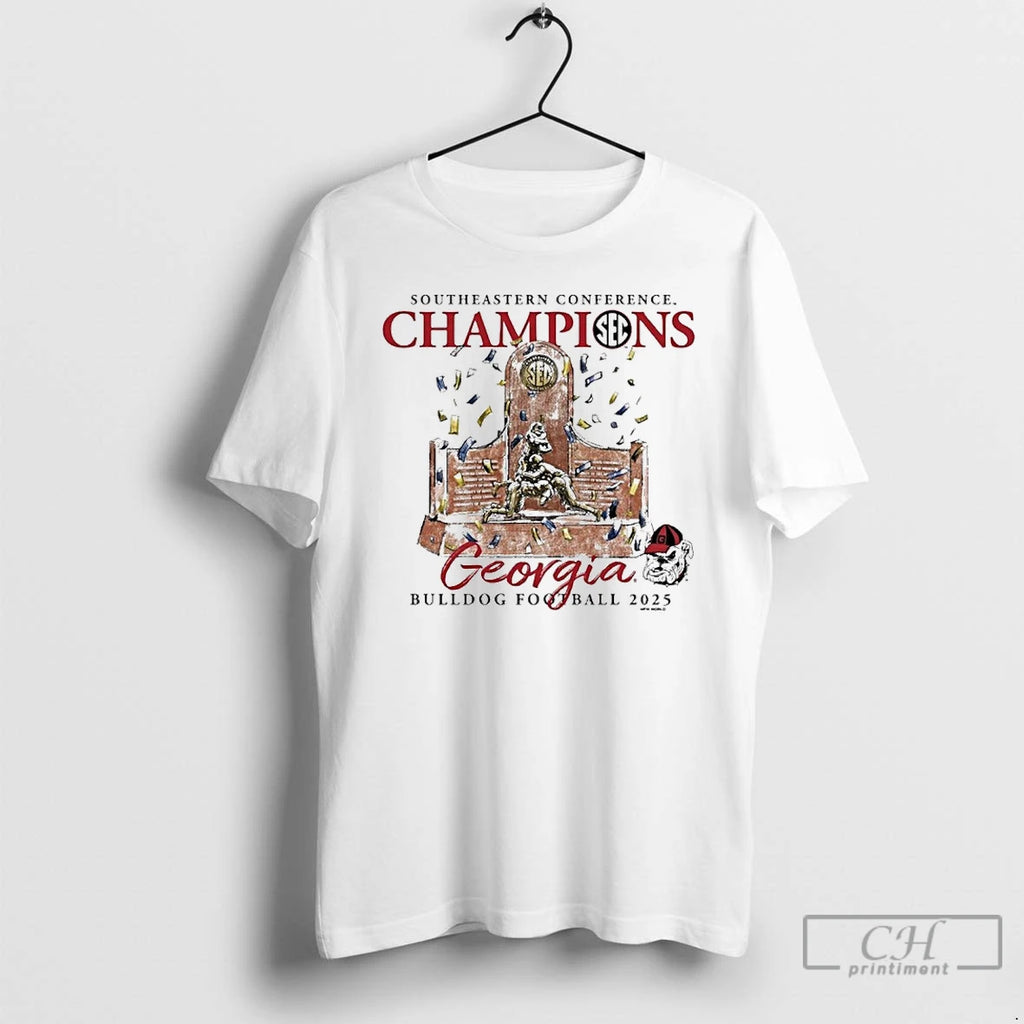 Classic Georgia Bulldogs 2025 Sec Football Conference Champions Trophy T-Shirts, Hoodie, Sweatshirt | AU01DripNestTees.com