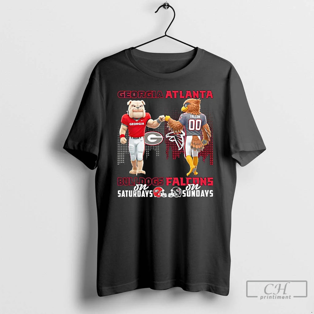 Classic Georgia Bulldogs On Saturdays X Atlanta Falcons On Sundays Mascot T-Shirts, Hoodie, Sweatshirt | AU01DripNestTees.com