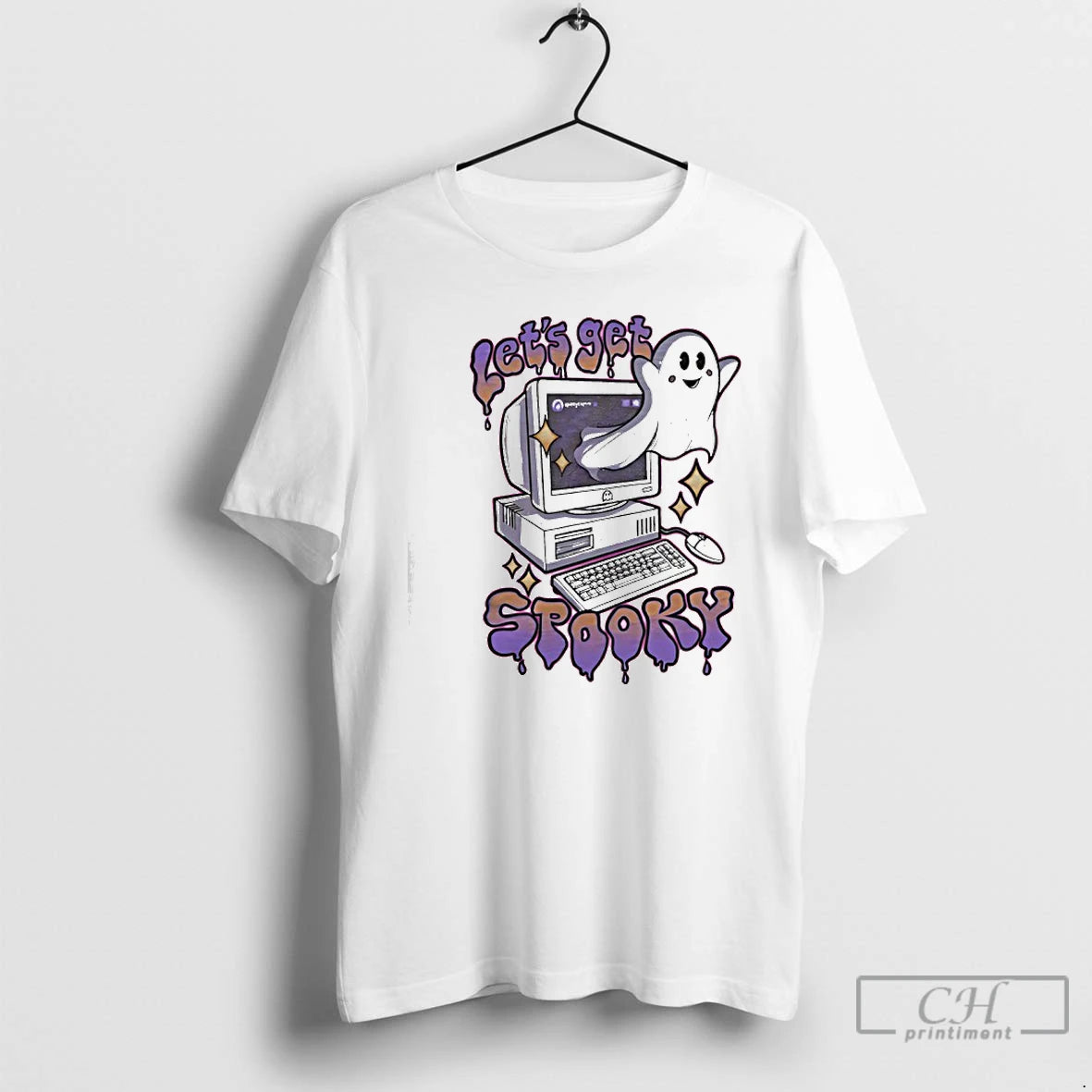 Classic Ghost Computer Haloween Lets Get Spooky T-Shirts, Hoodie, Sweatshirt | AU01DripNestTees.com