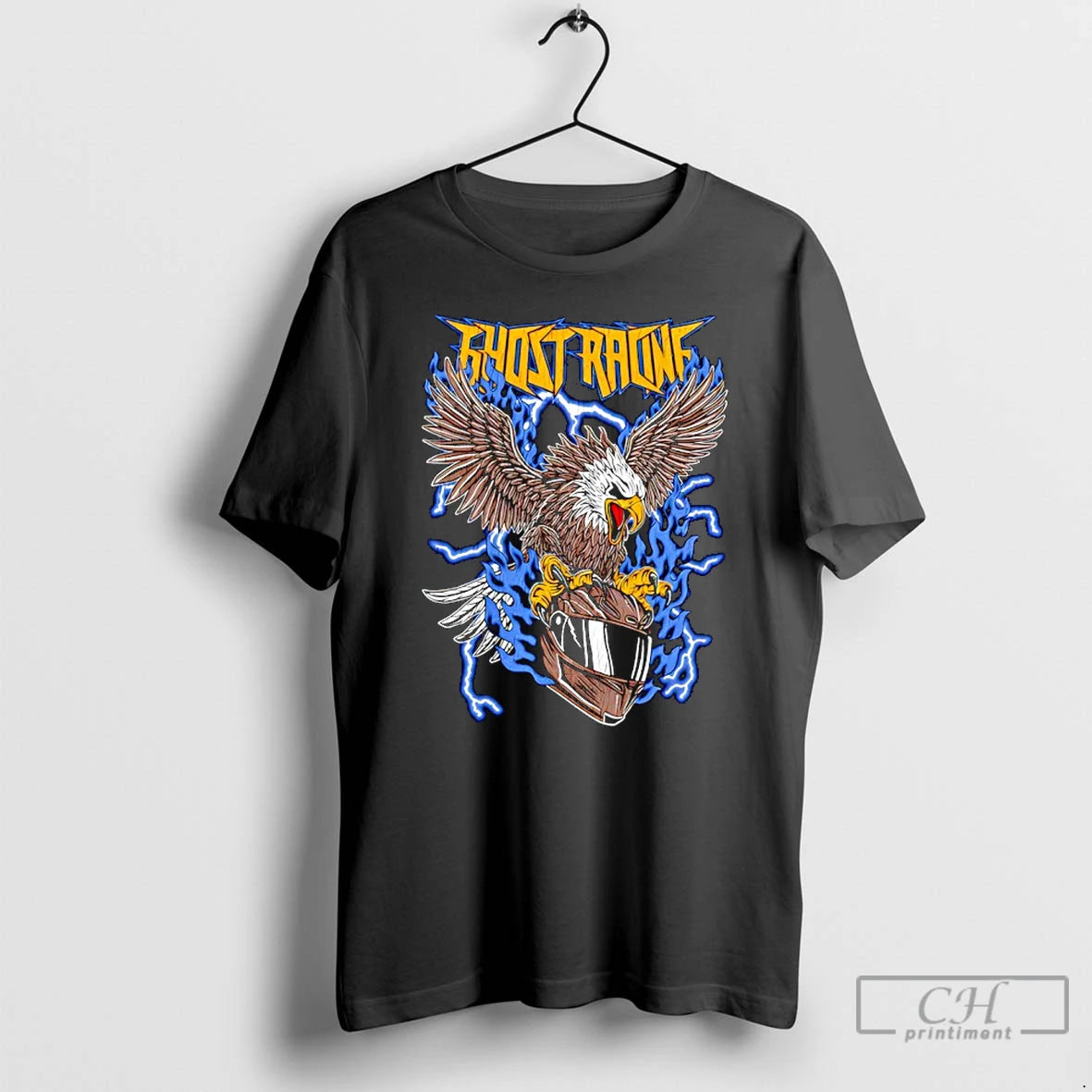 Classic Ghost Racing Blue Flaming Eagle T-Shirts, Hoodie, Sweatshirt | AU01DripNestTees.com