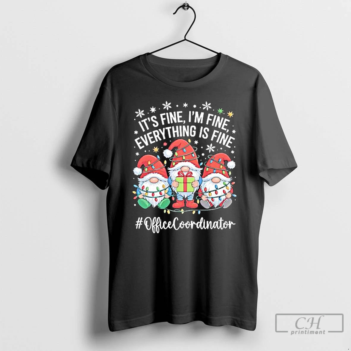 Classic Gnome Santa Its Fine Im Fine Everything Is Fine Officecoordinator T-Shirts, Hoodie, Sweatshirt | AU01DripNestTees.com