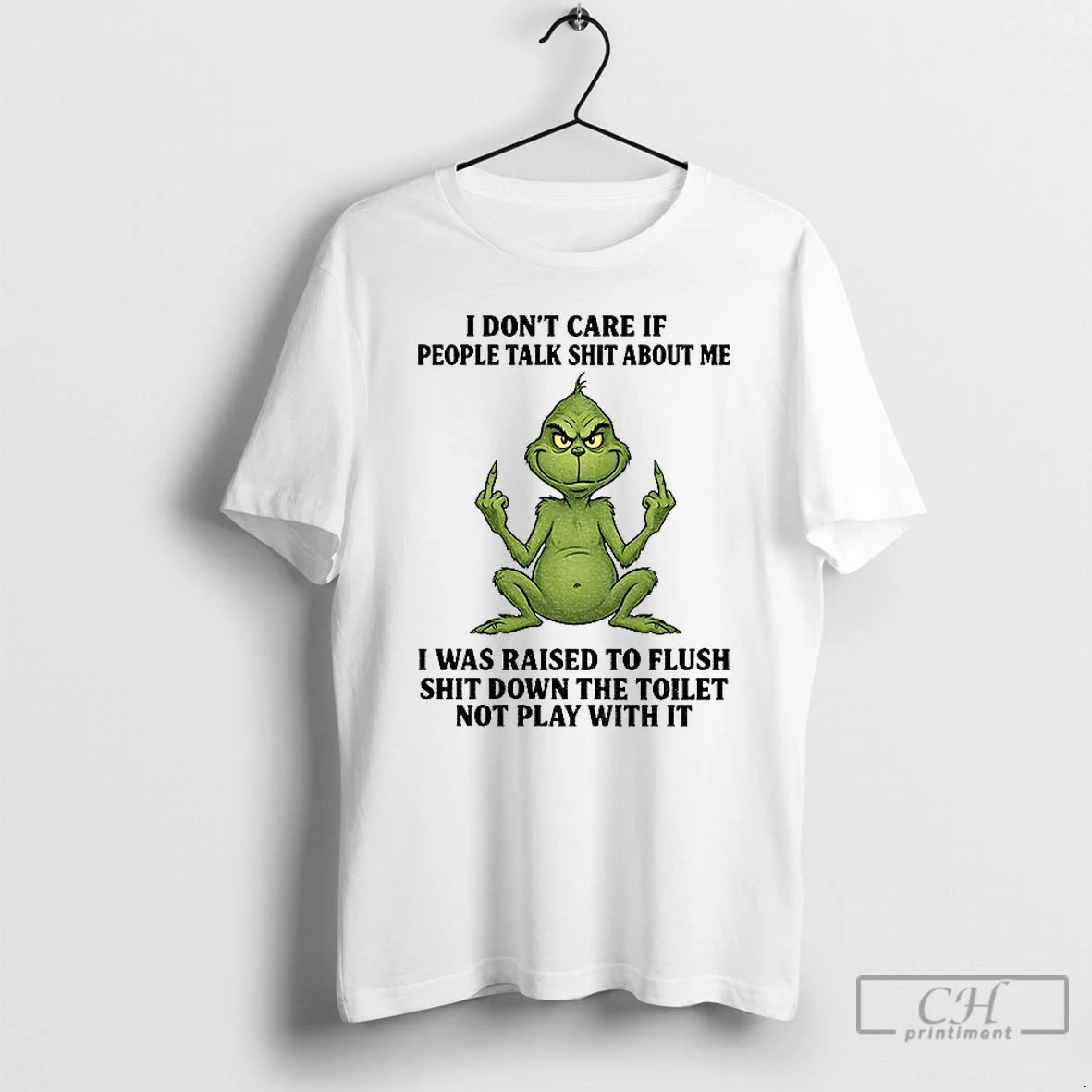 Classic Grinch Santa Middle Finger I Dont Care If People Talk Shit About Me T-Shirts, Hoodie, Sweatshirt