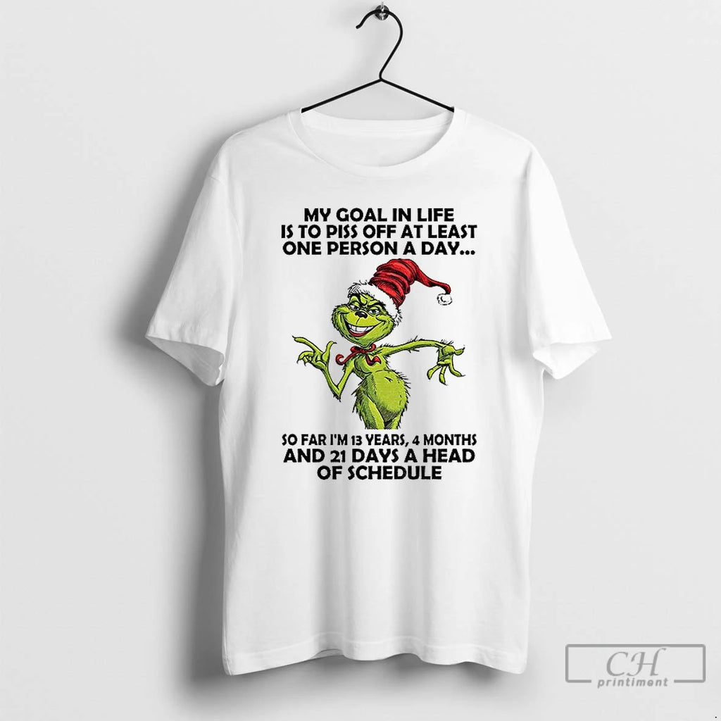 Classic Grinch Santa My Goal In Life Is To Piss Off At Least One Person T-Shirts, Hoodie, Sweatshirt | AU01DripNestTees.com
