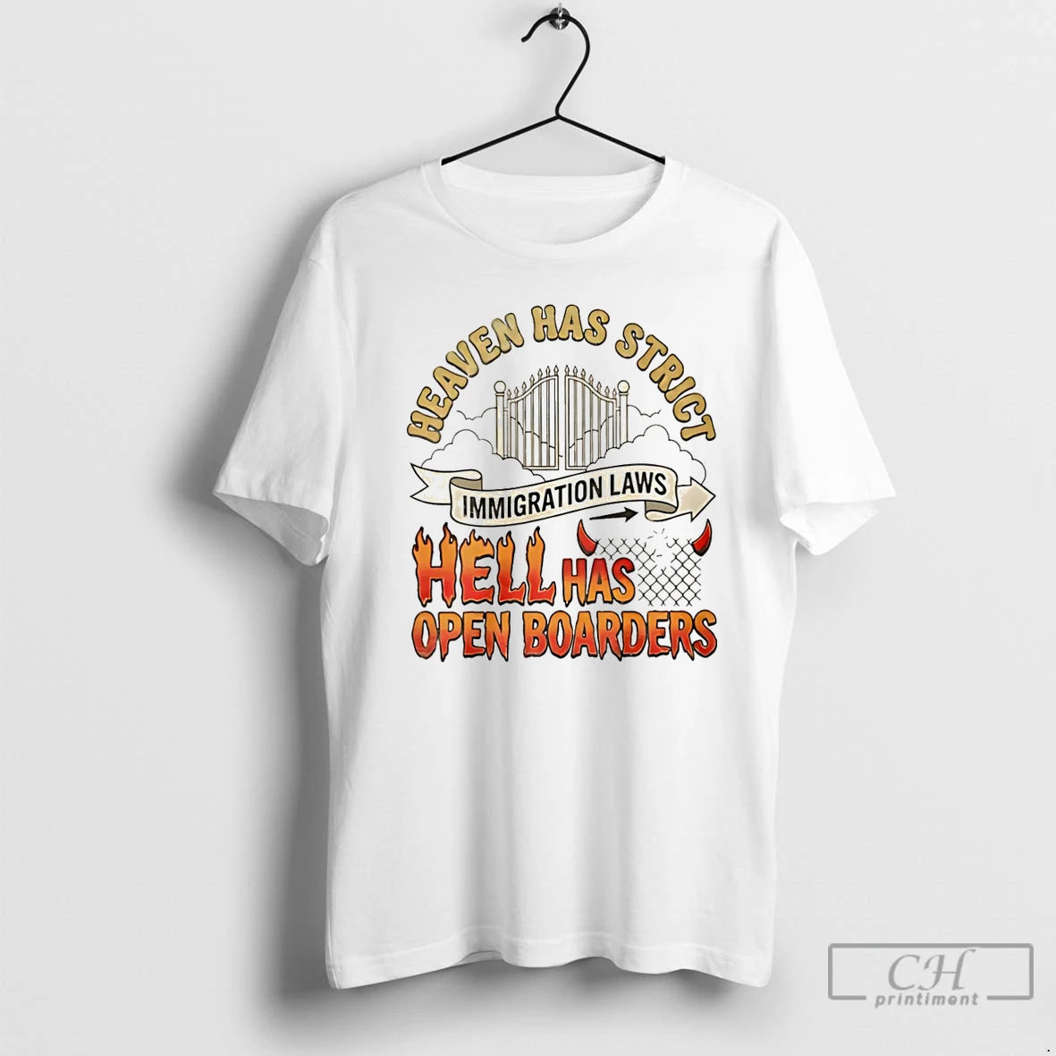 Classic Heaven Has Strict Immigration Laws Hell Has Open Borders Christmas T-Shirts, Hoodie, Sweatshirt