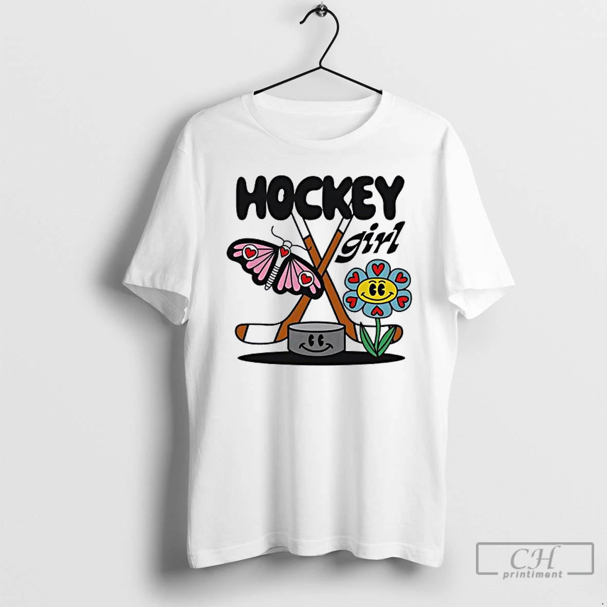 Classic Hockey Girl Toddler Butterfly And Flower T-Shirts, Hoodie, Sweatshirt | AU01DripNestTees.com