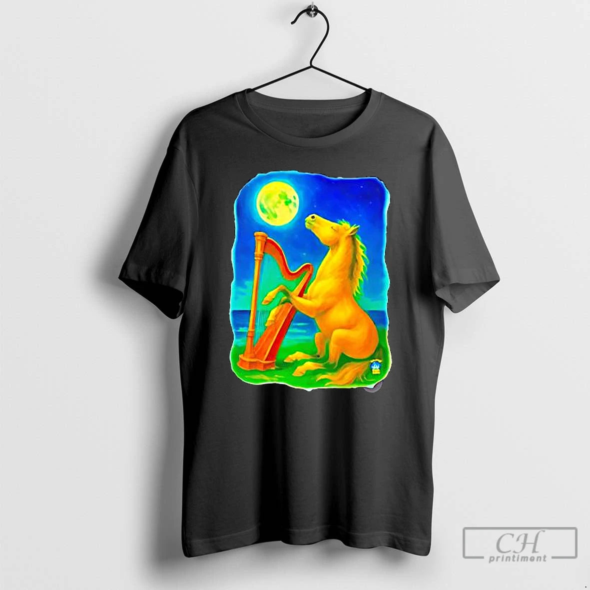 Classic Horse Lovers Musical Moon Harp Art T-Shirts, Hoodie, Sweatshirt | AU01DripNestTees.com