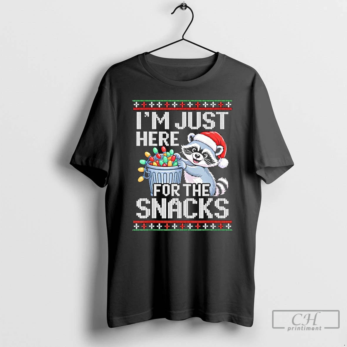 Classic Im Just Here For The Snacks Raccoon Christmas Ugly T-Shirts, Hoodie, Sweatshirt | AU01DripNestTees.com