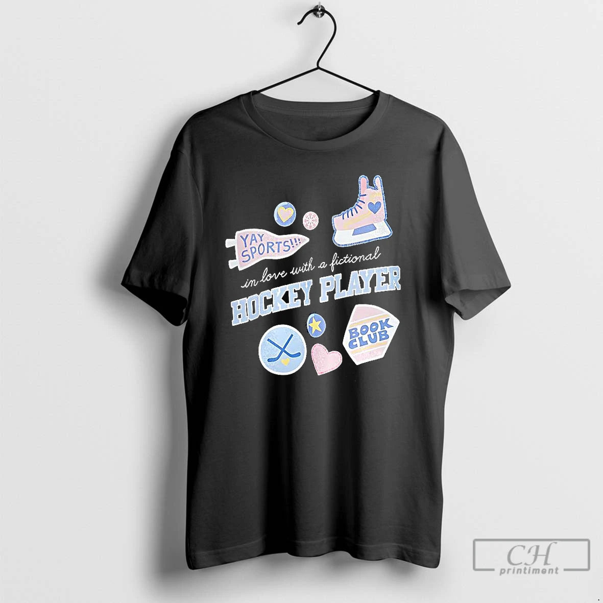 Classic In Love With A Fictional Hockey Player Book Club And Hockey Symbols T Shirts Hoodie, Sweatshirt