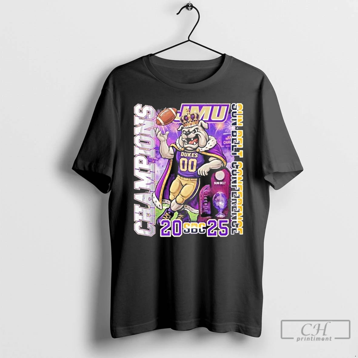 Classic James Madison Dukes 2025 Sun Belt Conference Champion Mascot T-Shirts, Hoodie, Sweatshirt | AU01DripNestTees.com