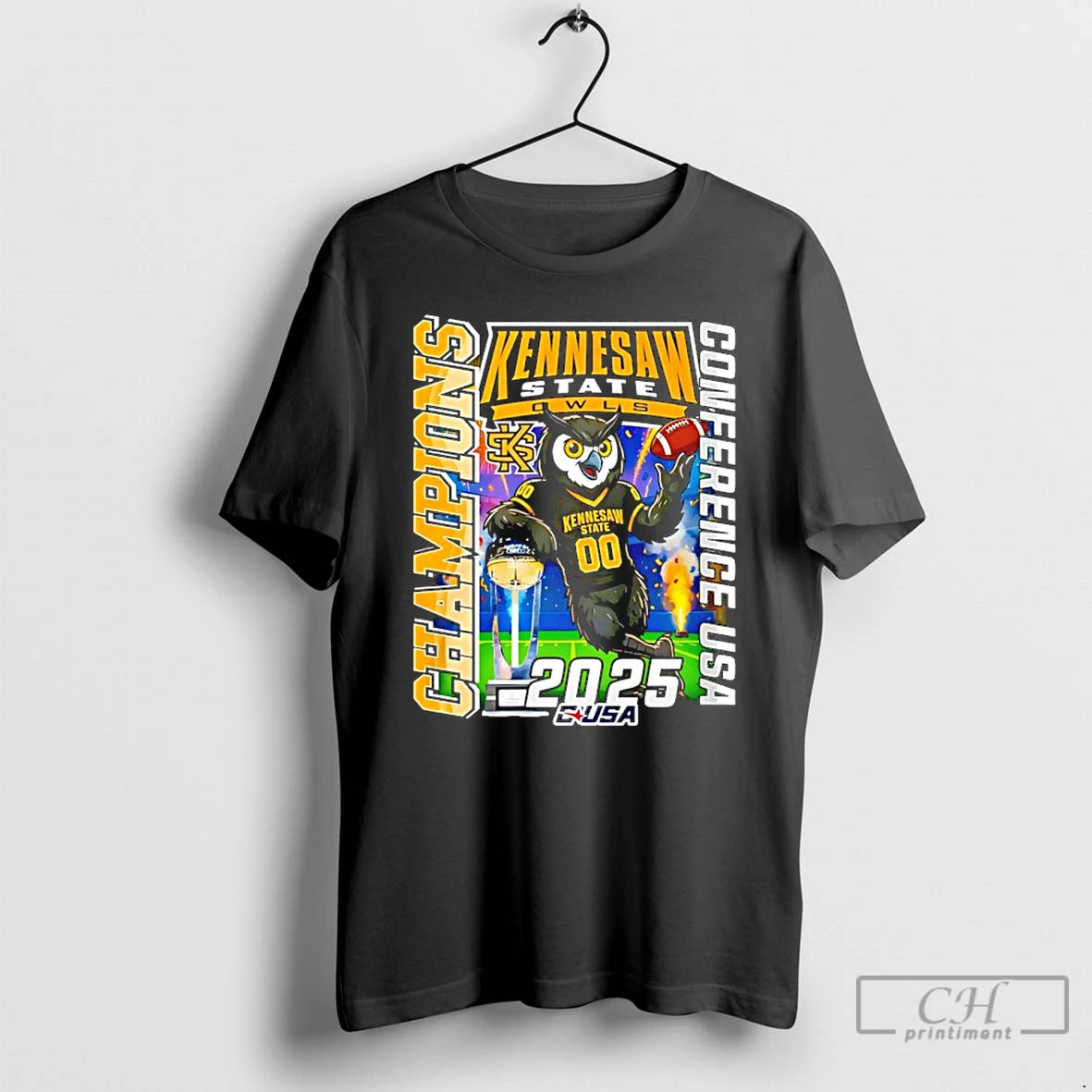 Classic Kennesaw State Owls 2025 Conference Usa Champions Mascot T-Shirts, Hoodie, Sweatshirt | AU01DripNestTees.com