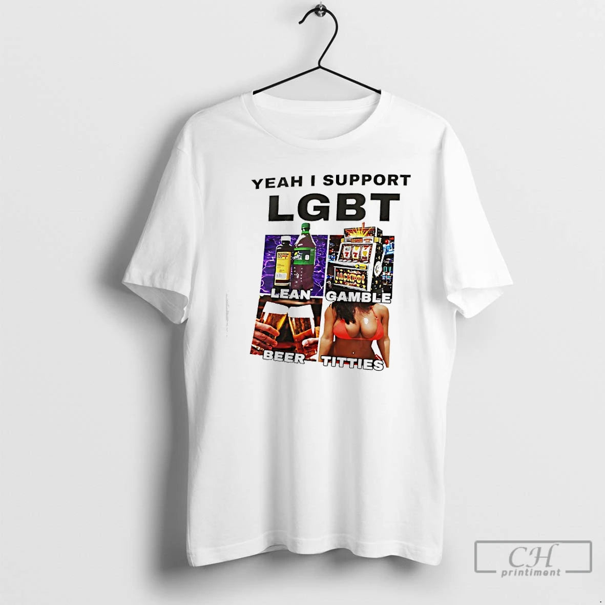 Classic Lean Gamble Beer Titties Yeah I Support Lgbt Graphic T-Shirts, Hoodie, Sweatshirt | AU01DripNestTees.com