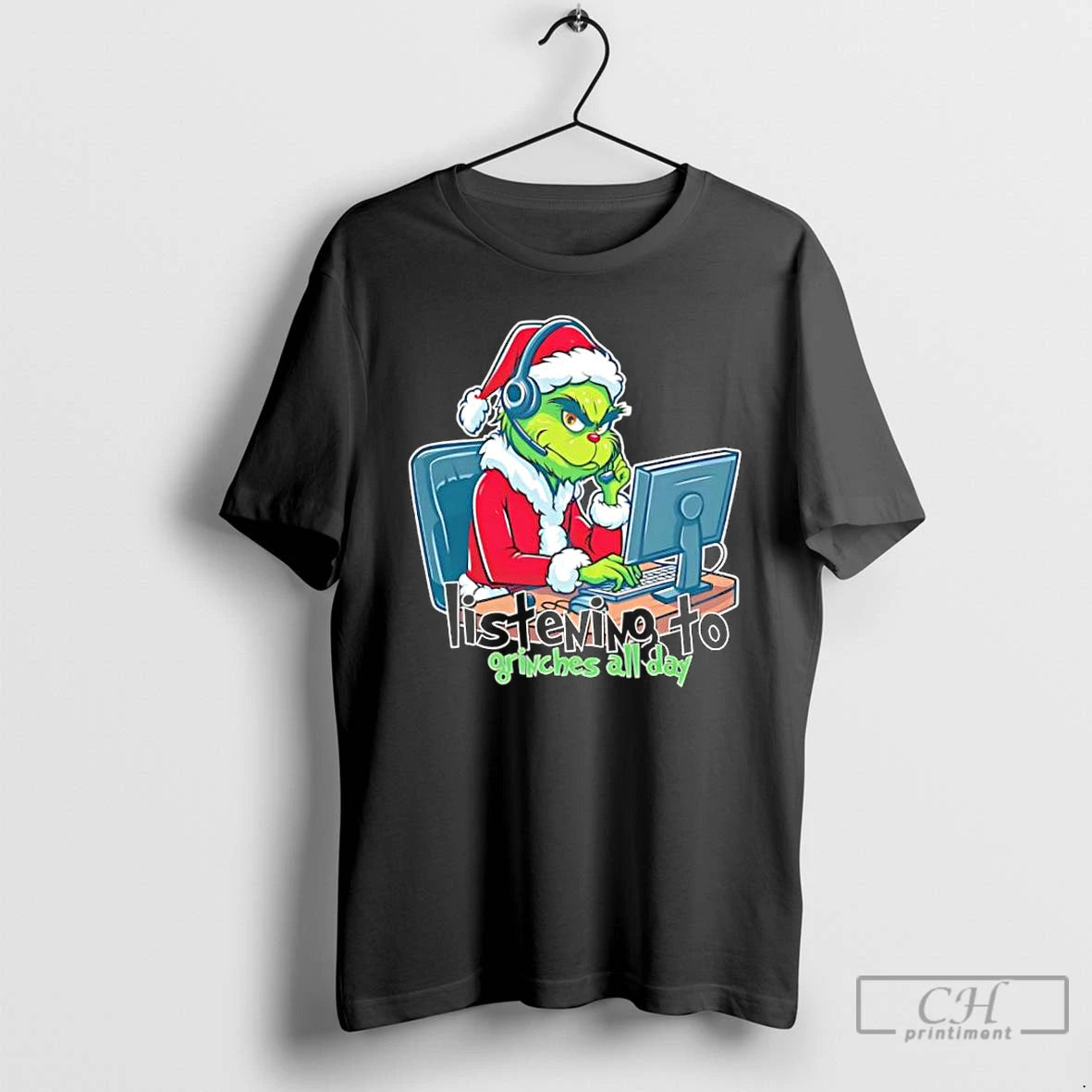 Classic Listening To Grinches All Day Christmas Grinch Telesale T-Shirts, Hoodie, Sweatshirt | AU01DripNestTees.com