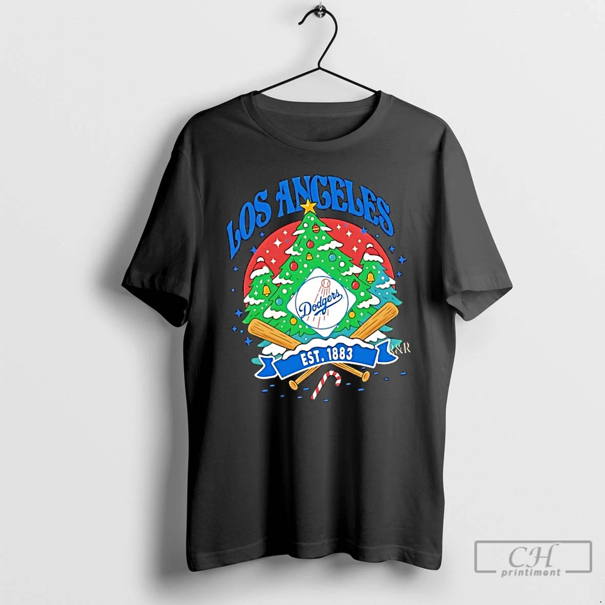 Classic Los Angeles Dodgers Ugly Christmas Tree Motif Est 1883 Logo T-Shirts, Hoodie, Sweatshirt | AU01DripNestTees.com