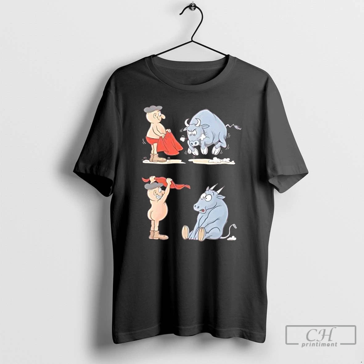 Classic Matador Bullfighter Naked Gag Cartoon T-Shirts, Hoodie, Sweatshirt | AU01DripNestTees.com