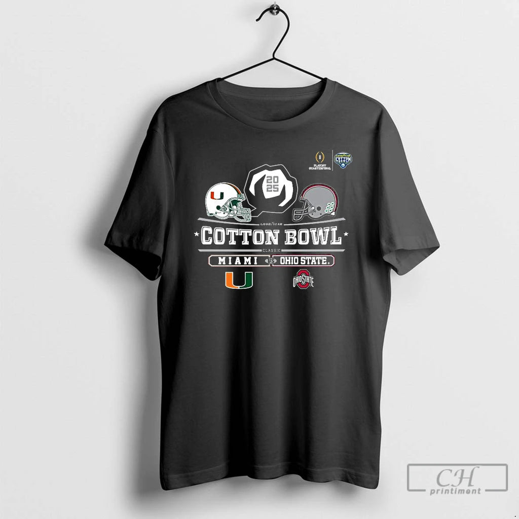 Classic Miami Vs Ohio State 2025 Cotton Bowl Helmet Logo December 31 T Shirts Sweater Hoodie, Sweatshirt