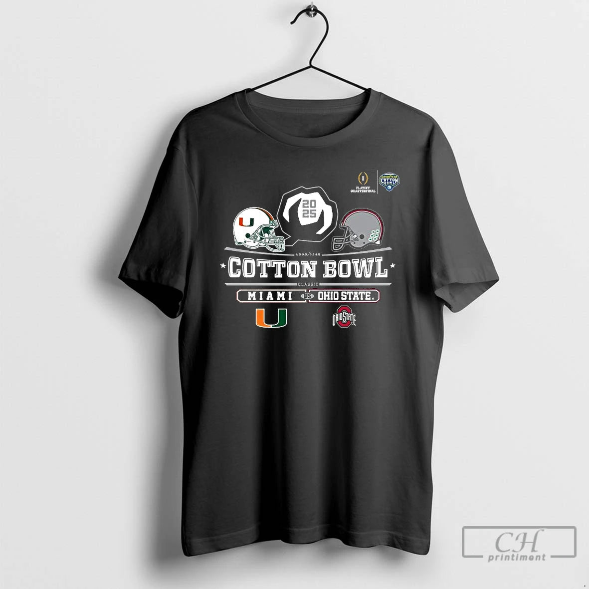 Classic Miami Vs Ohio State 2025 Cotton Bowl Helmet Logo December 31 T Shirts Sweater Hoodie, Sweatshirt