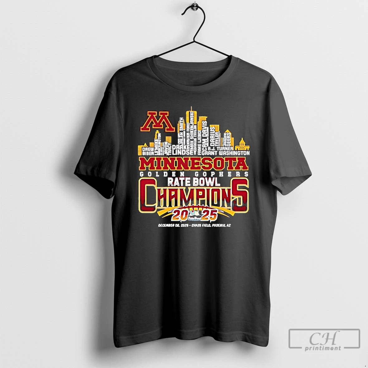 Classic Minnesota Golden Gophers Rate Bowl Champions 2025 Skyline T-Shirts, Hoodie, Sweatshirt | AU01DripNestTees.com