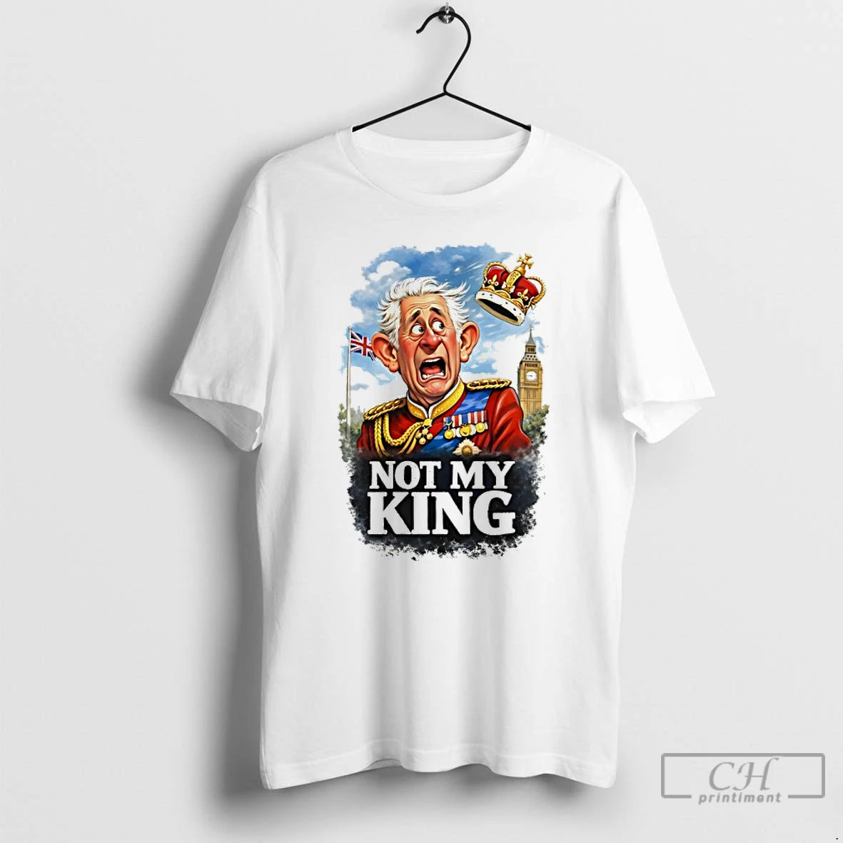 Classic Not My King British Monarchy Satire Cartoon T-Shirts, Hoodie, Sweatshirt | AU01DripNestTees.com