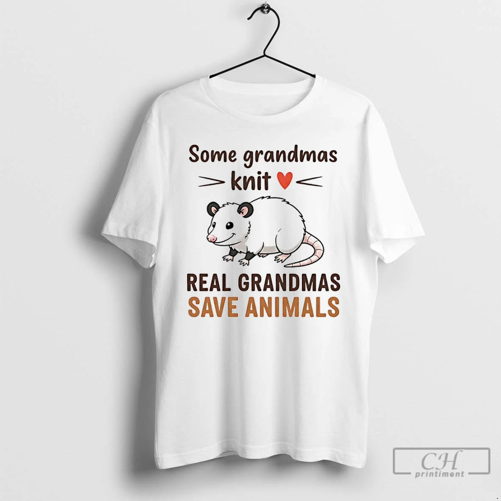 Classic Opossum Some Grandmas Knit Real Grandmas Save Animals T-Shirts, Hoodie, Sweatshirt | AU01DripNestTees.com