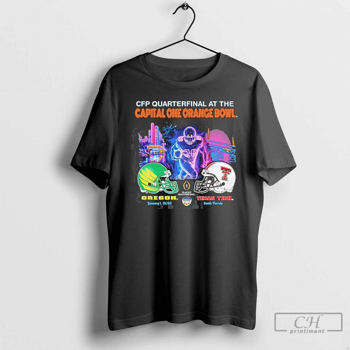 Classic Oregon Vs Texas Tech 2026 Cfp Orange Bowl Art Deco Game T Shirts Sweater Hoodie, Sweatshirt | AU01DripNestTees.com