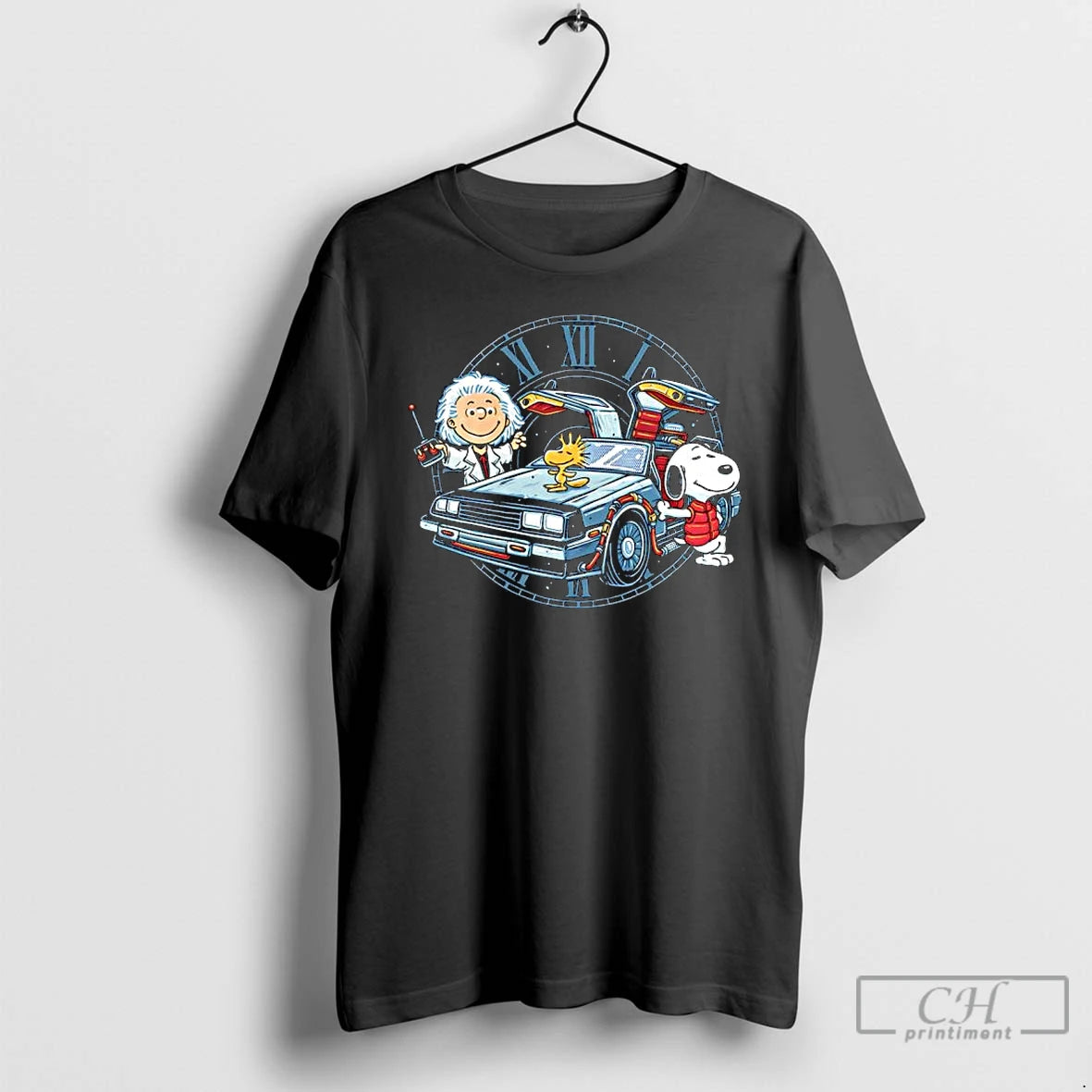 Classic Peanuts Characters Back To The Future Time Travel Buddies Graphic T-Shirts, Hoodie, Sweatshirt | AU01DripNestTees.com