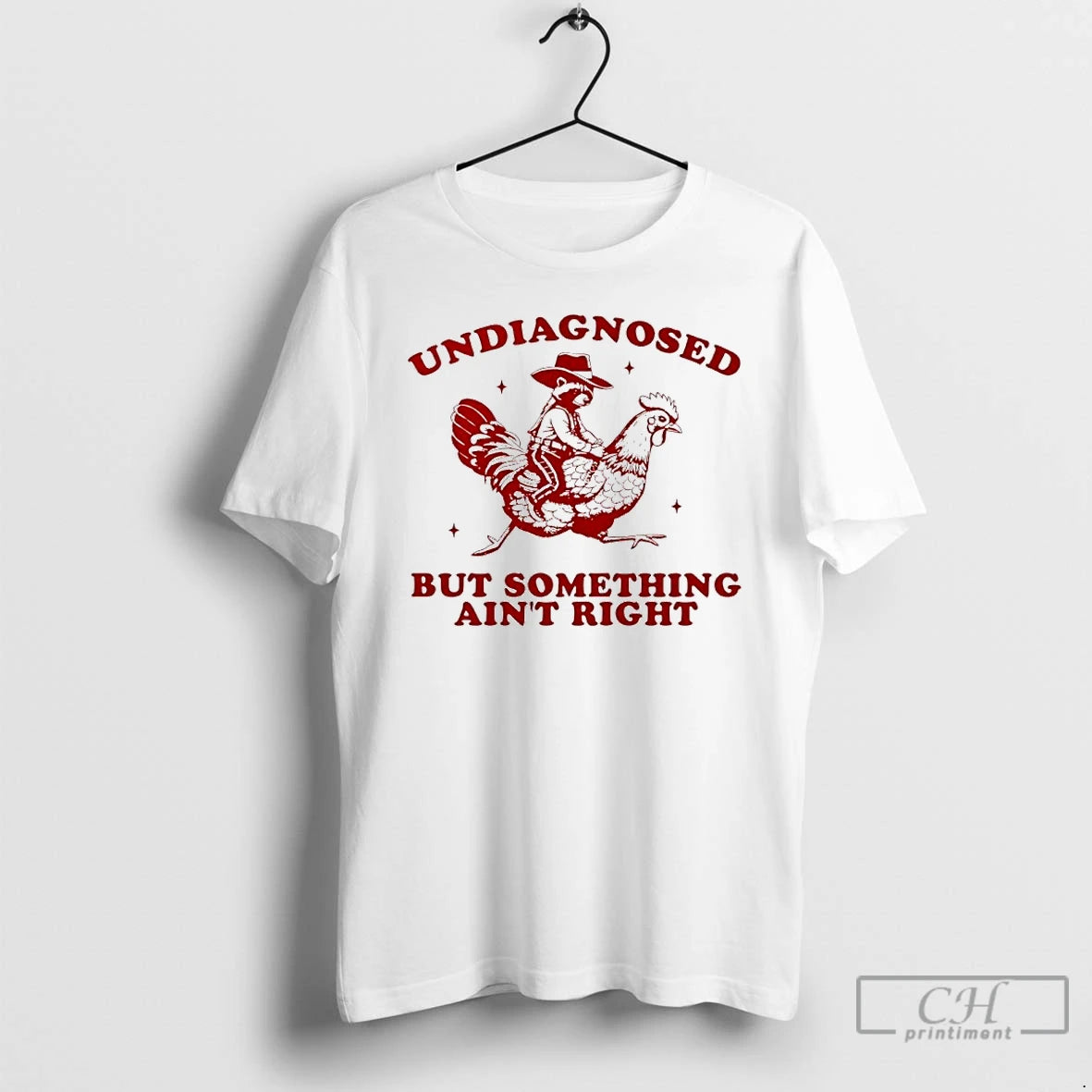 Classic Raccoon Riding Chicken Undiagnosed But Something Aint Right T-Shirts, Hoodie, Sweatshirt | AU01DripNestTees.com