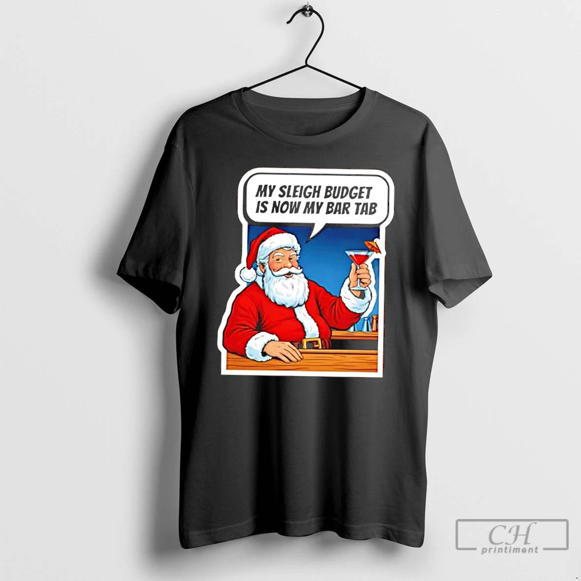 Classic Santa Claus My Sleigh Budget Is Now My Bar Tab T-Shirts, Hoodie, Sweatshirt | AU01DripNestTees.com