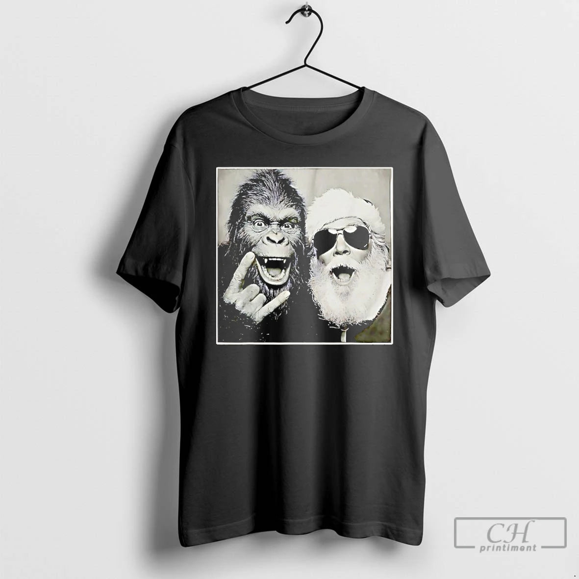 Classic Santa Claus Selfie Bigfoot Christmas Sasquatch Rock T-Shirts, Hoodie, Sweatshirt | AU01DripNestTees.com