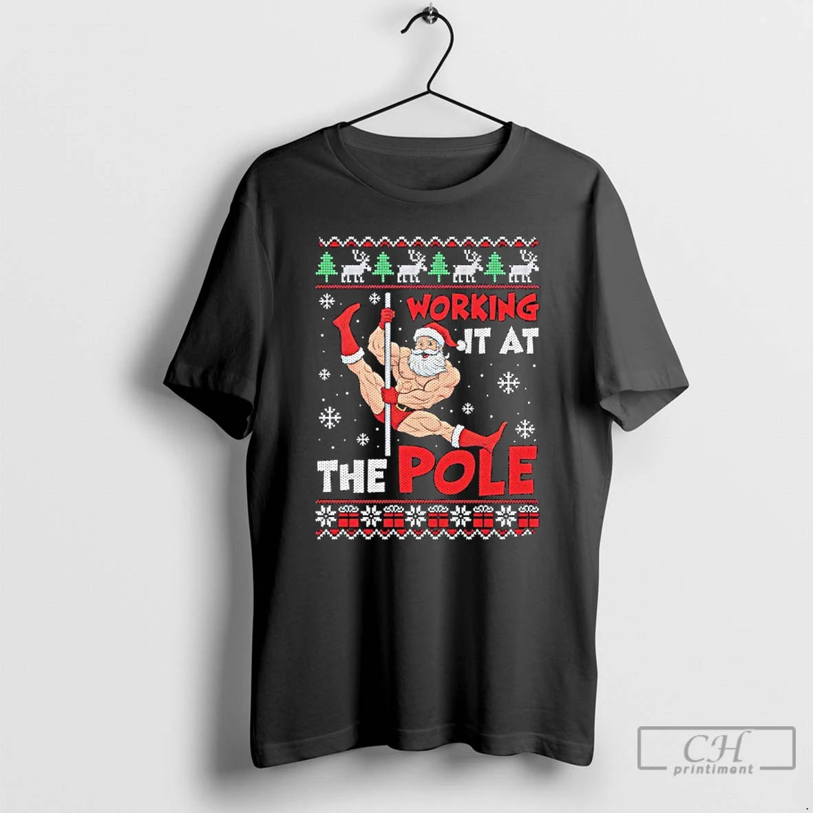 Classic Santa Working It At The Pole Dancing Ugly Christmas T-Shirts, Hoodie, Sweatshirt | AU01DripNestTees.com