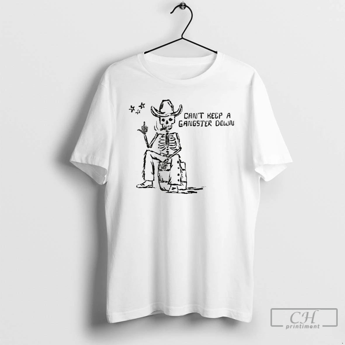 Classic Skeleton Cowboy Cigar Cant Keep A Gangster Down T-Shirts, Hoodie, Sweatshirt | AU01DripNestTees.com