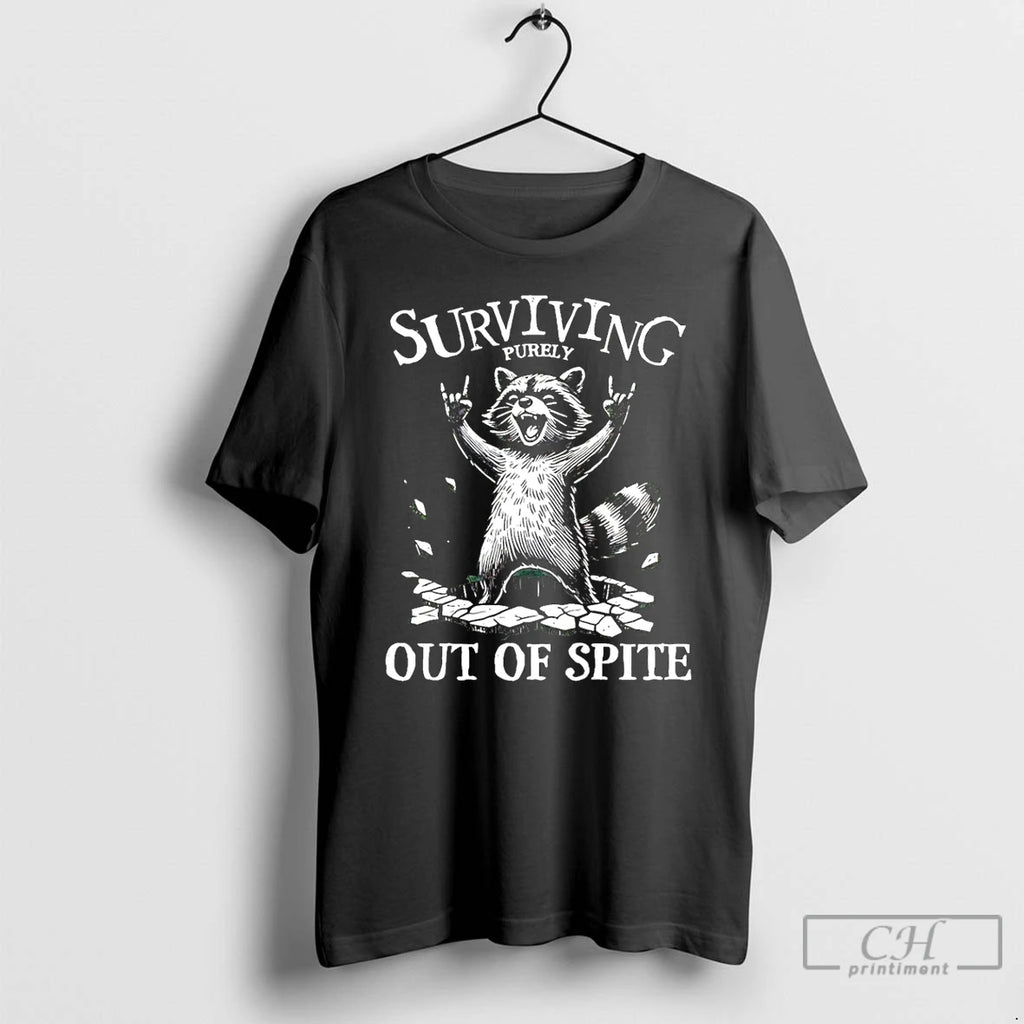 Classic Surviving Purely Out Of Spite Raccoon T-Shirts, Hoodie, Sweatshirt | AU01DripNestTees.com