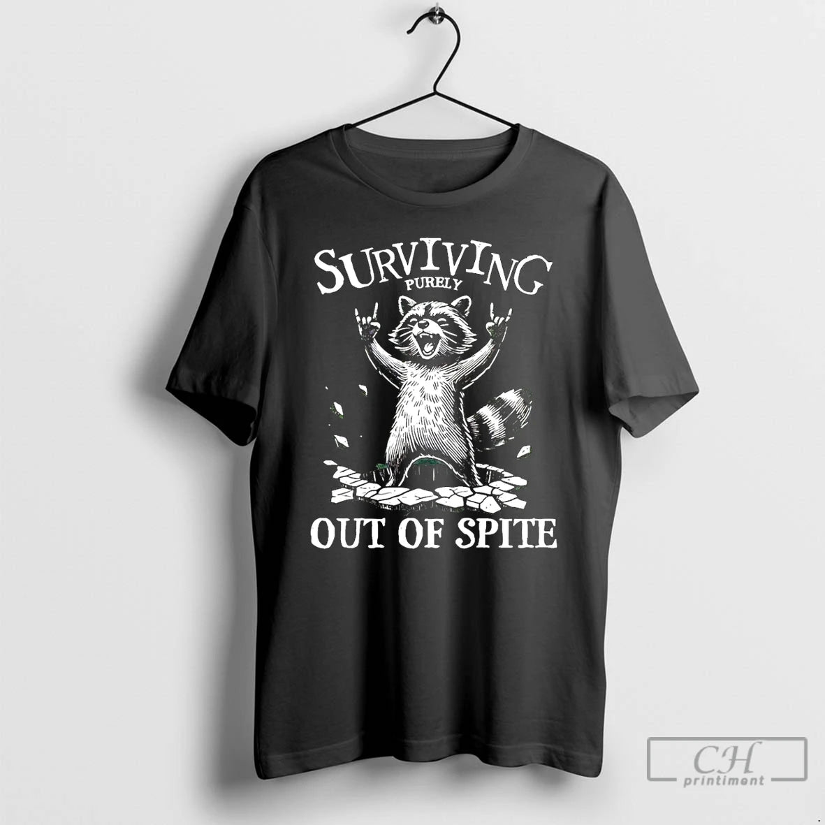 Classic Surviving Purely Out Of Spite Raccoon T-Shirts, Hoodie, Sweatshirt | AU01DripNestTees.com