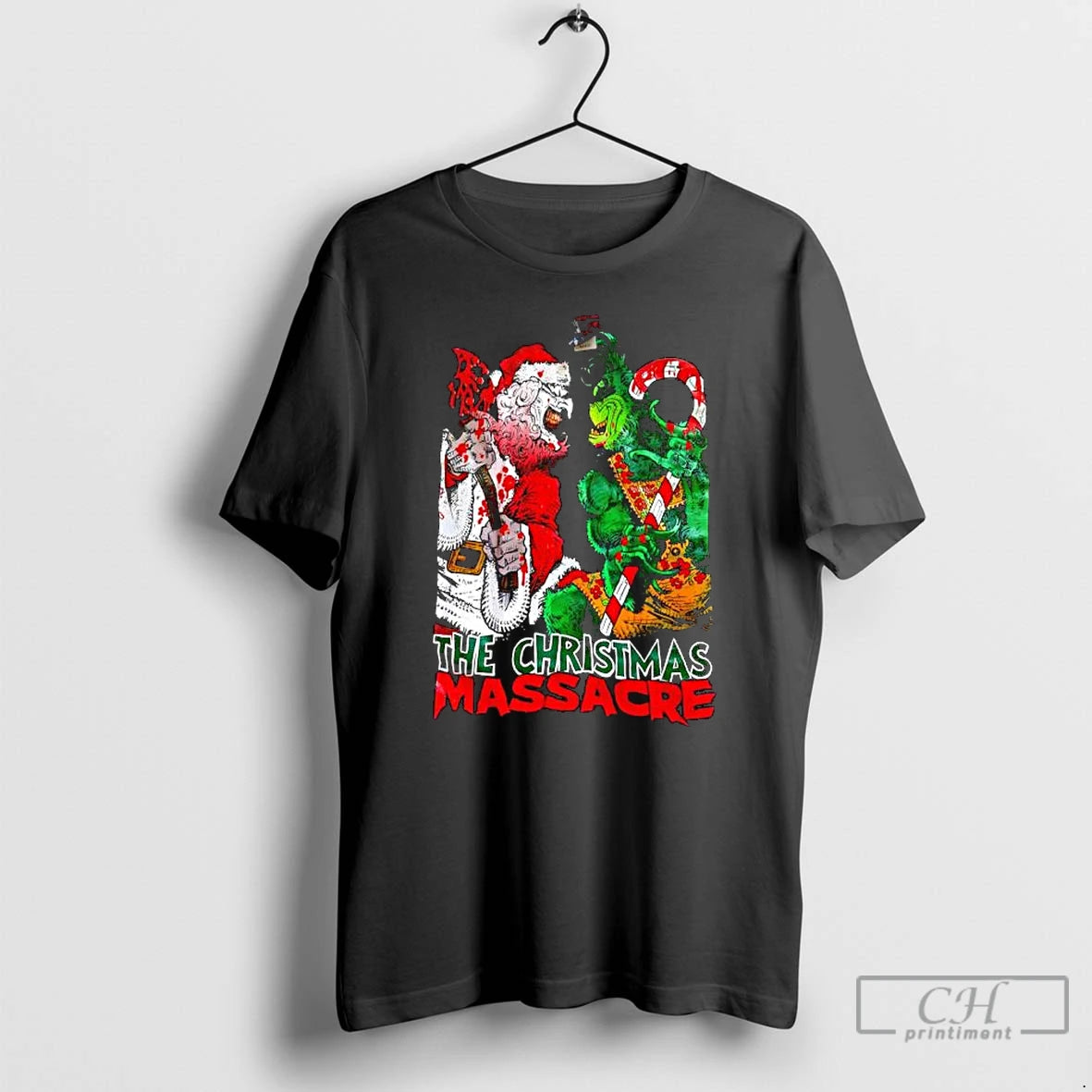 Classic The Christmas Massacre Santa Claus And Grinch Monters T-Shirts, Hoodie, Sweatshirt | AU01DripNestTees.com