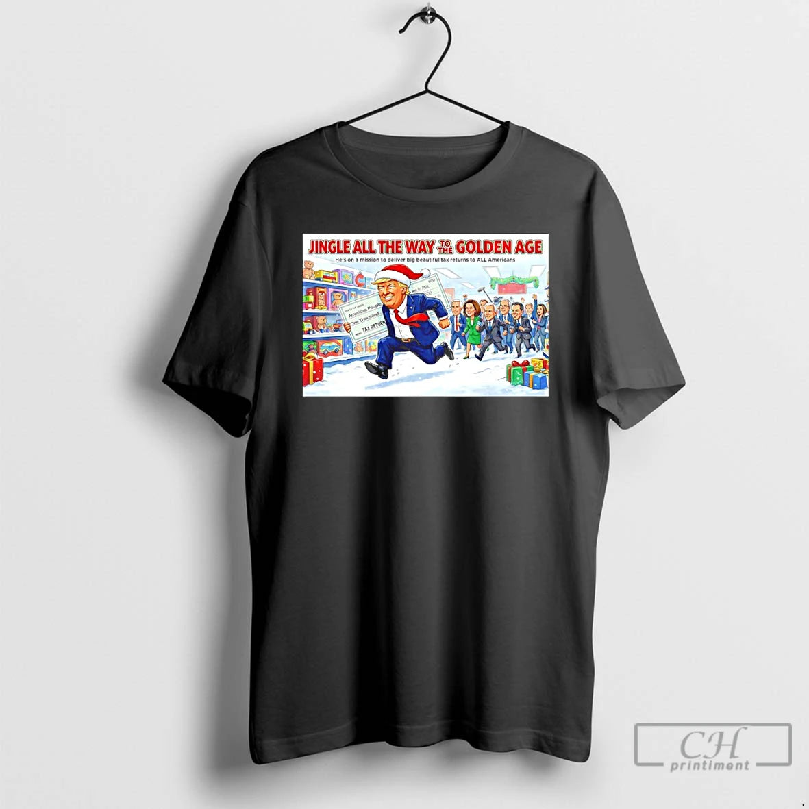 Classic Trump Santa Jingle All The Way To The Golden Age T-Shirts, Hoodie, Sweatshirt | AU01DripNestTees.com